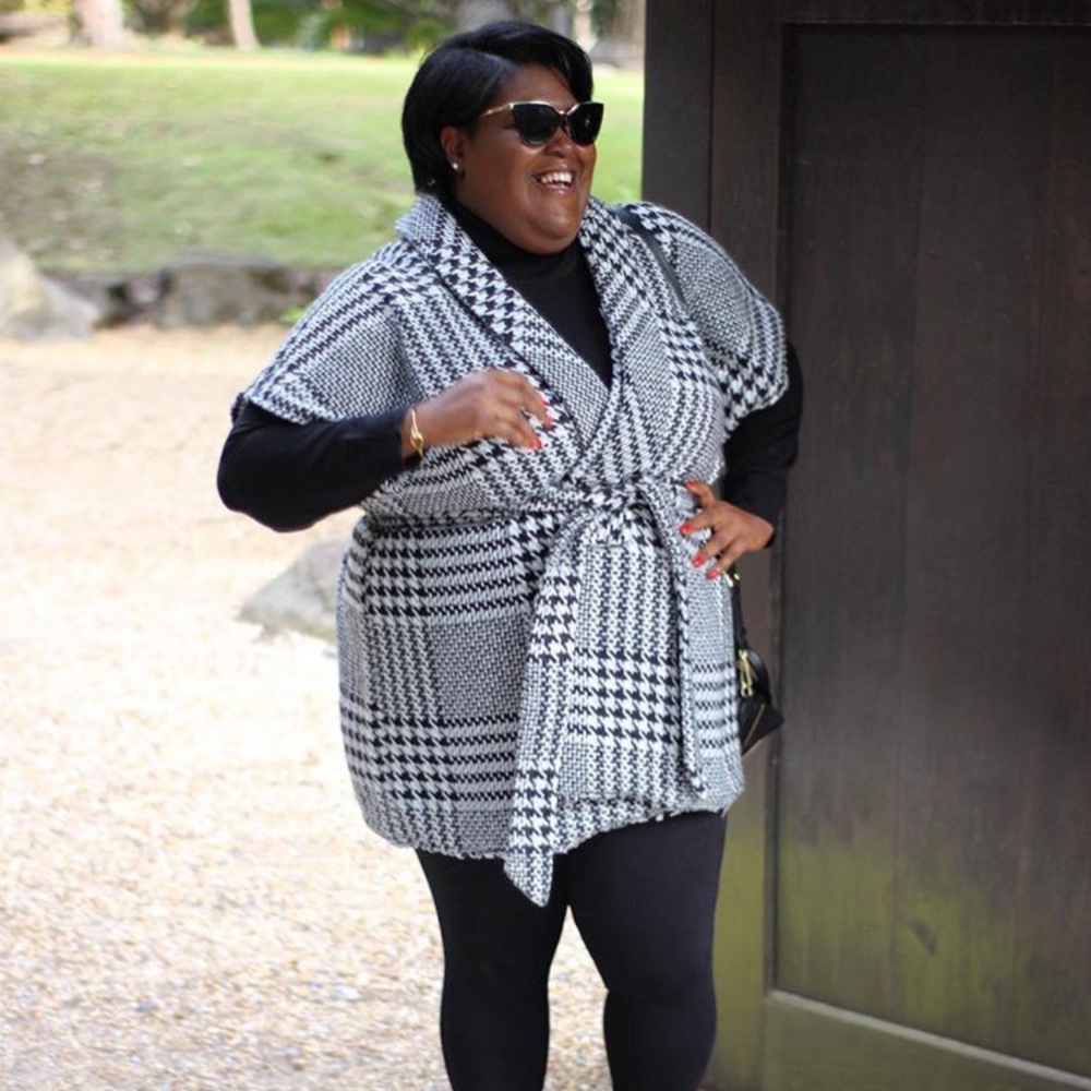 Eloquii Houndstooth Blanket Coat